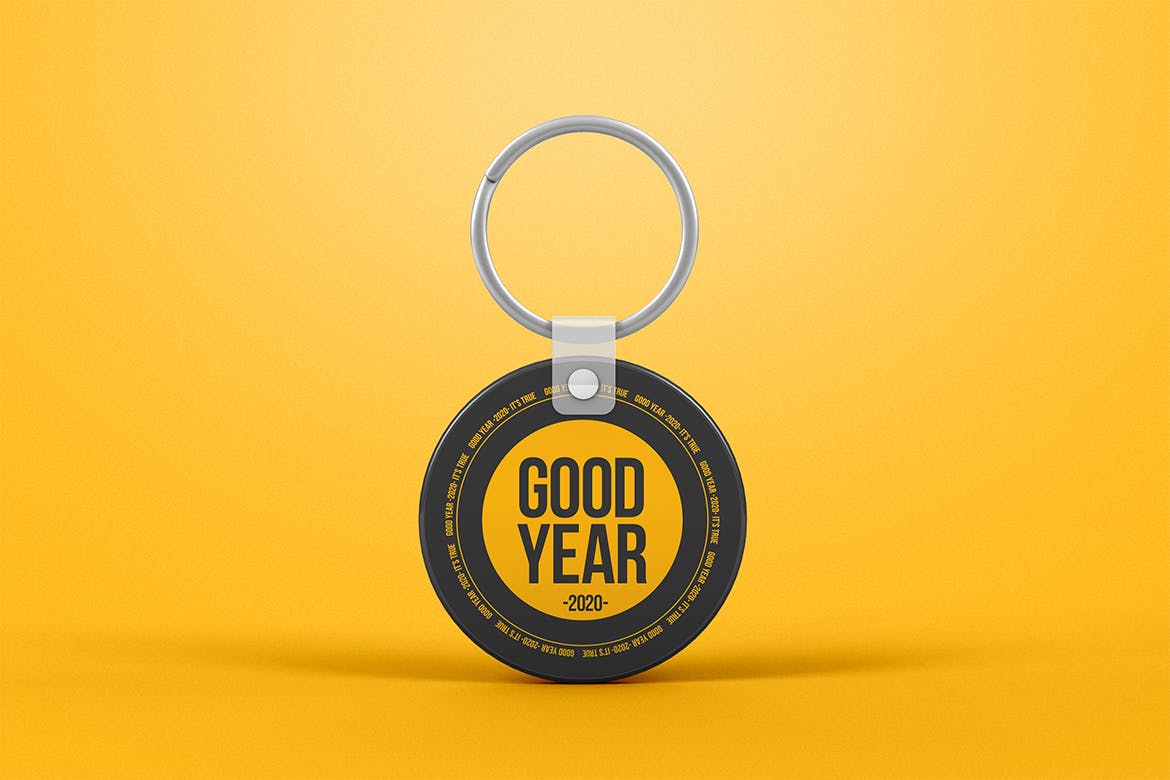 圆形钥匙链素材库精选模板 Circle Keychain Mockup插图(1)