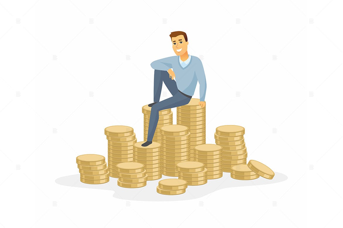 财务自由成功人士卡通形象矢量插画素材库精选 Financial success – cartoon character illustration插图