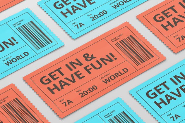 活动门票/电影票/优惠券样机模板 Event Ticket Mockup插图(3)