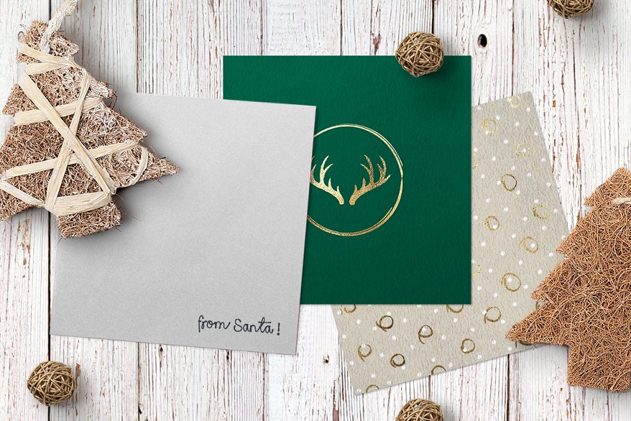 圣诞节贺卡模板+元素合集 Christmas Square Cards + Bonus插图(6)