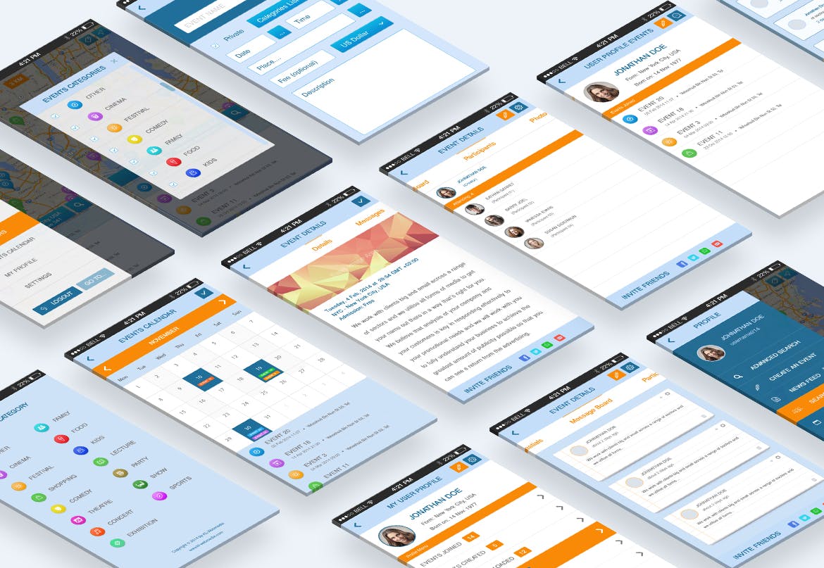 待办事项/日程管理APP应用UI设计套件 Eventit – Mobile Application UI插图(1)