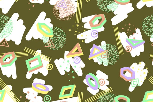 10款复古风格抽象纹理图案 Seamless Patterns in Retro Style Backgrounds插图(1)
