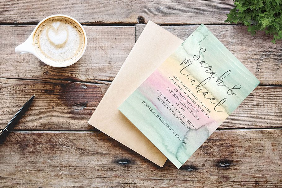 冬季日出水彩水洗效果纹理 Winter Sunrise Watercolor Washes插图(5)