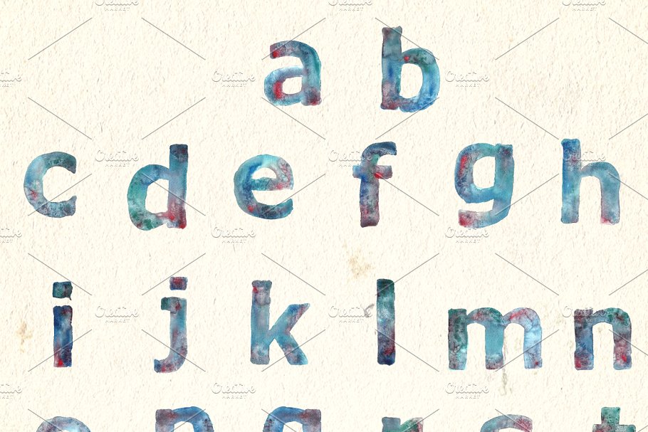 水彩字体剪贴画 Watercolor Letters插图(2)