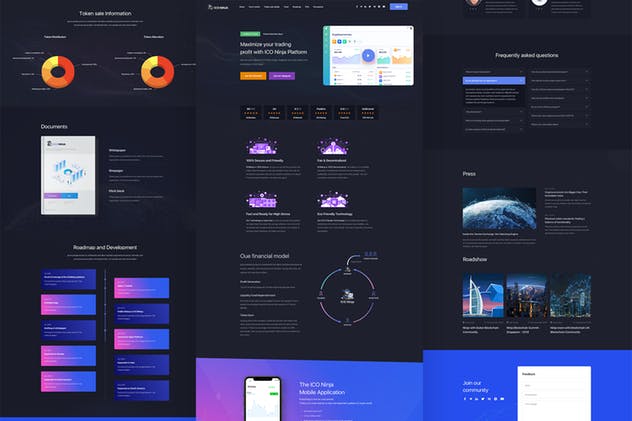 区块链/加密货币/比特币概念插画创意着陆页UI模板合集 Blockchain, Crypto & Bitcoin Landing Page Pack插图(2)