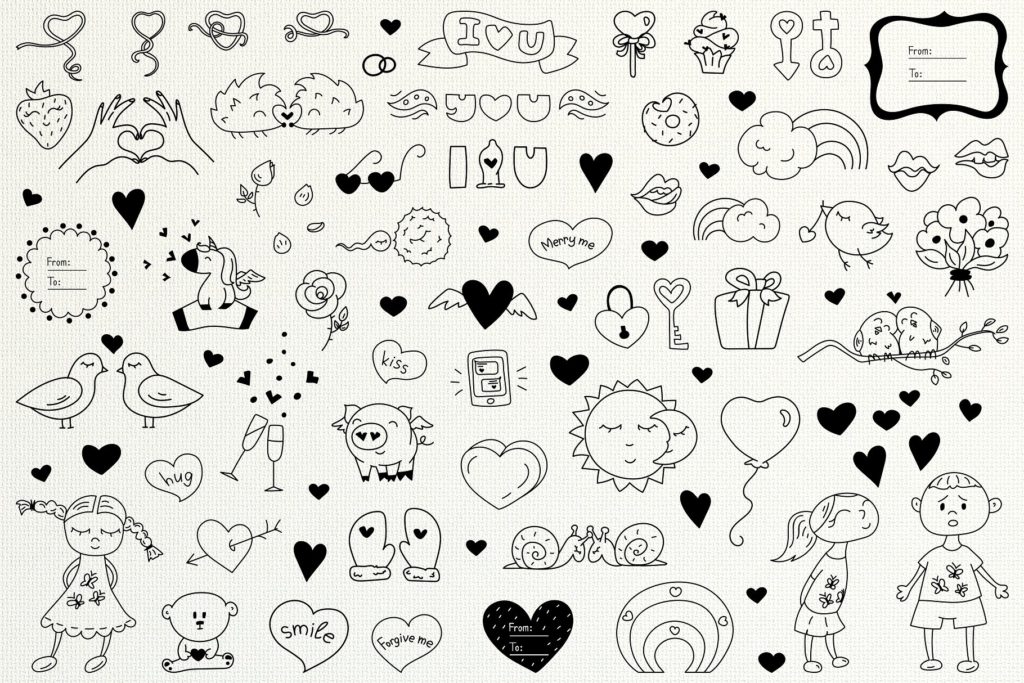 可爱有趣的情人节手绘无缝背景素材下载[ai,psd,eps,png,jpg]插图(2)