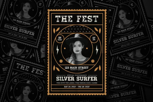 爵士乐音乐派对海报传单设计模板 Jazz Music Flyer插图(1)