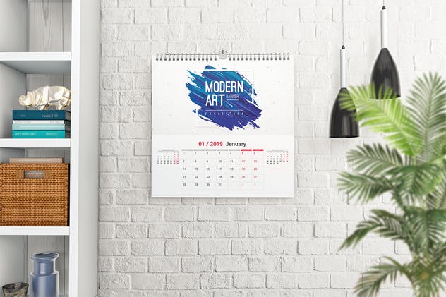 挂墙活页挂历日历样机模板 Wall Calendar Mockups插图(3)