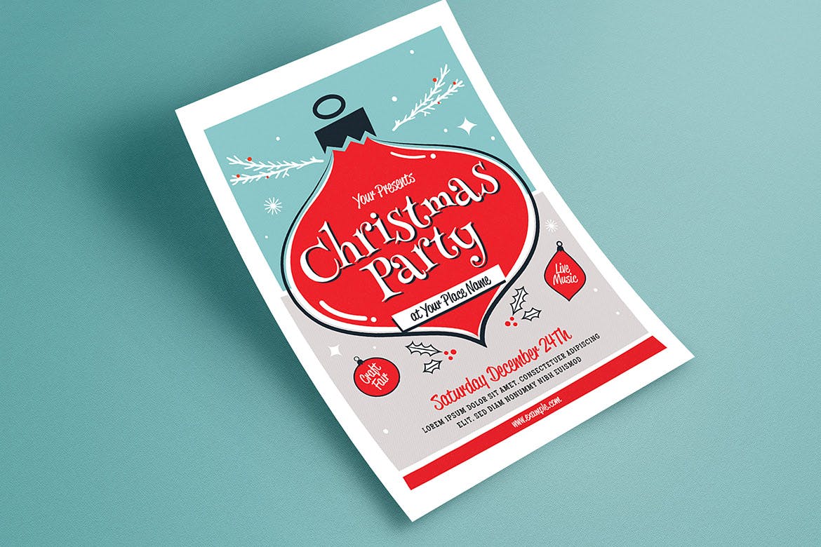 复古设计风格圣诞节活动海报传单模板 Christmas Event Flyer插图(2)