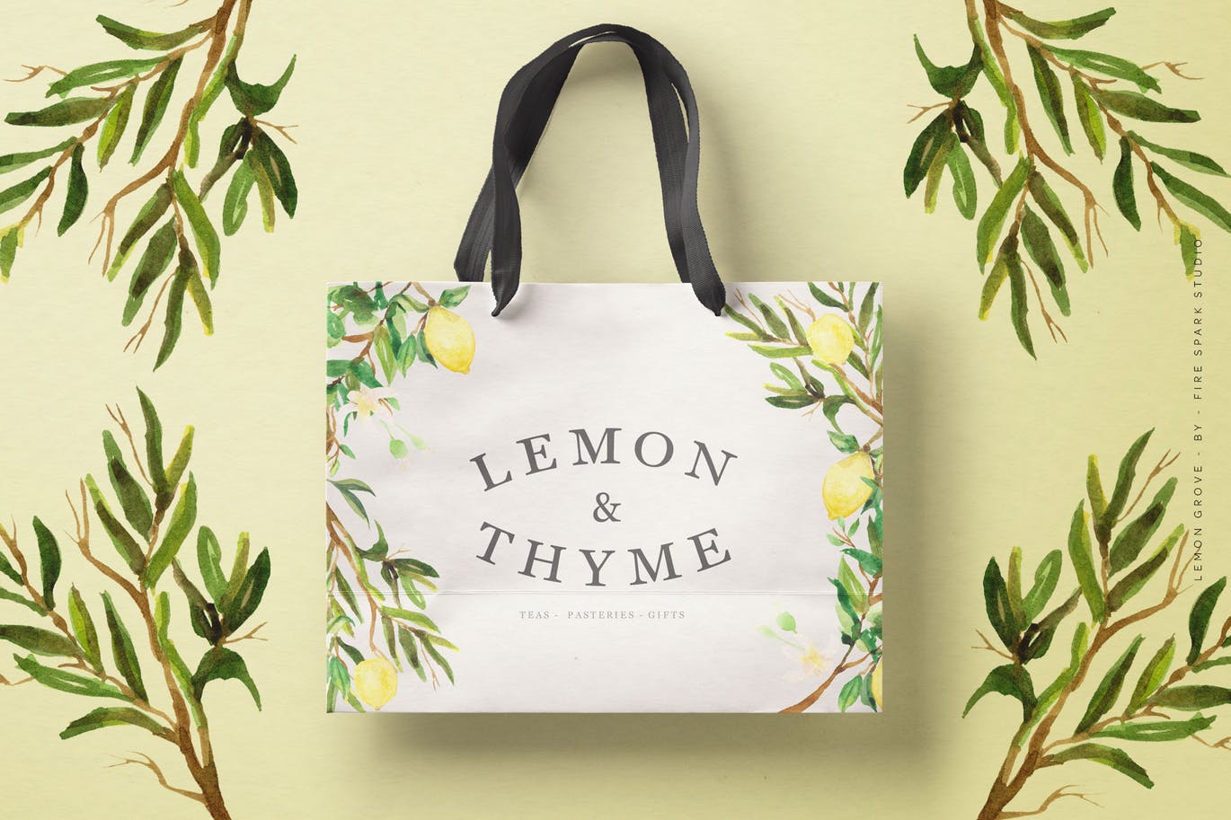 柠檬树水彩手绘矢量插画素材库精选素材 Lemon Grove Watercolor Illustrations插图(6)