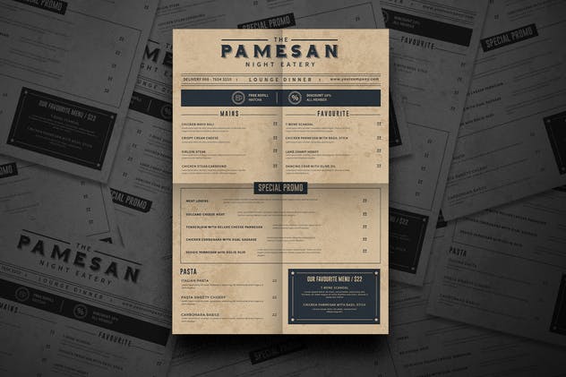 复古风格餐馆菜单模板 Vintage Food Menu插图(3)