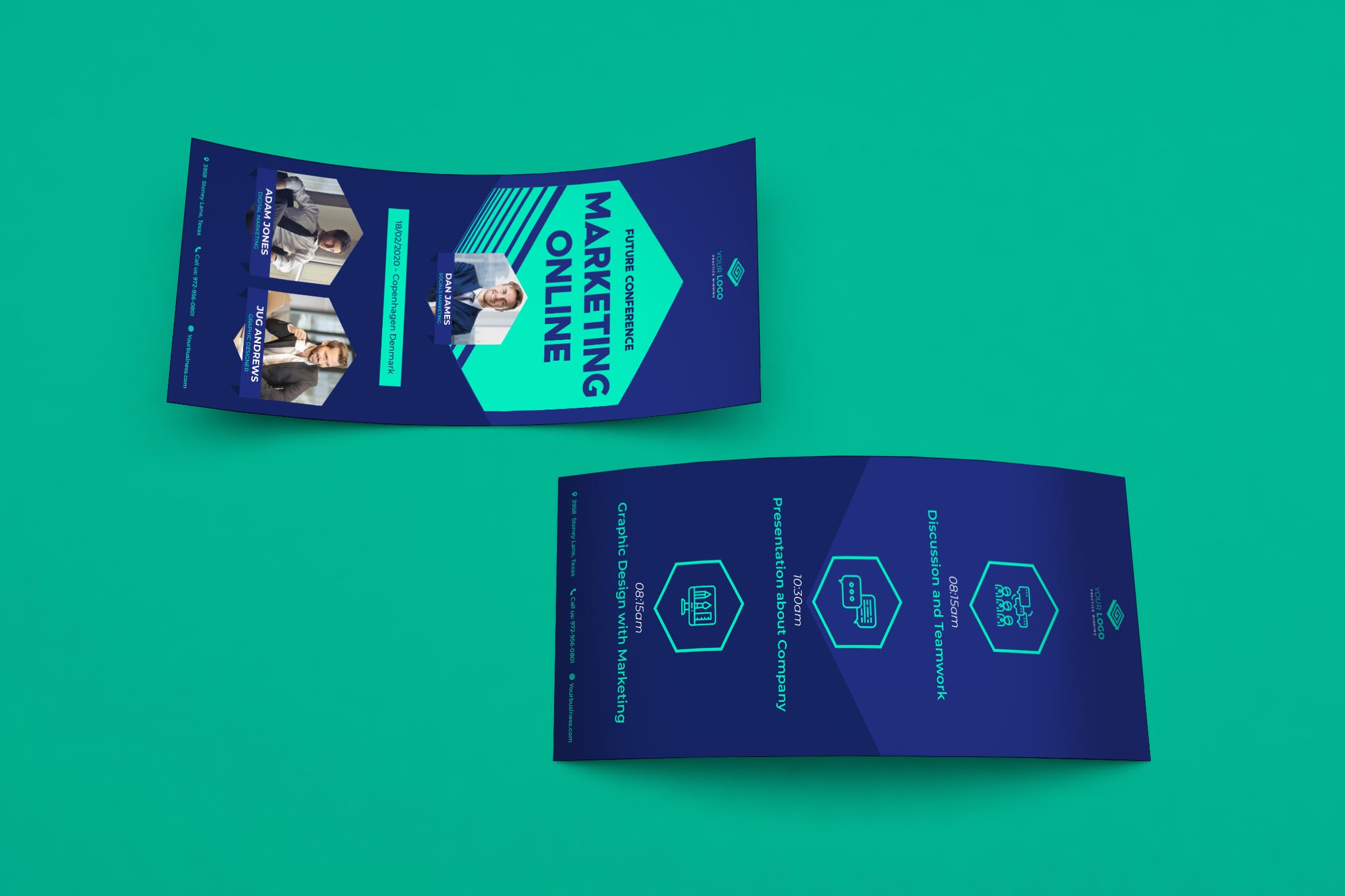 活动/会议/讲座广告宣传卡设计模板 Event Conference DL Rackcard Illustrator插图