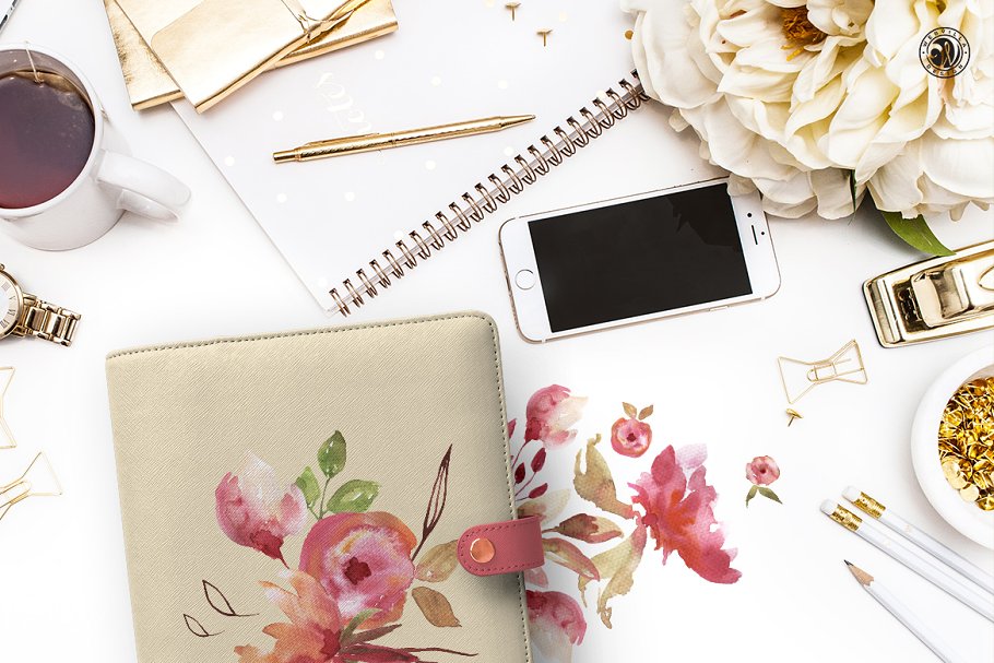 彩虹花花卉手工剪贴画  Rainbow Flowers插图(3)