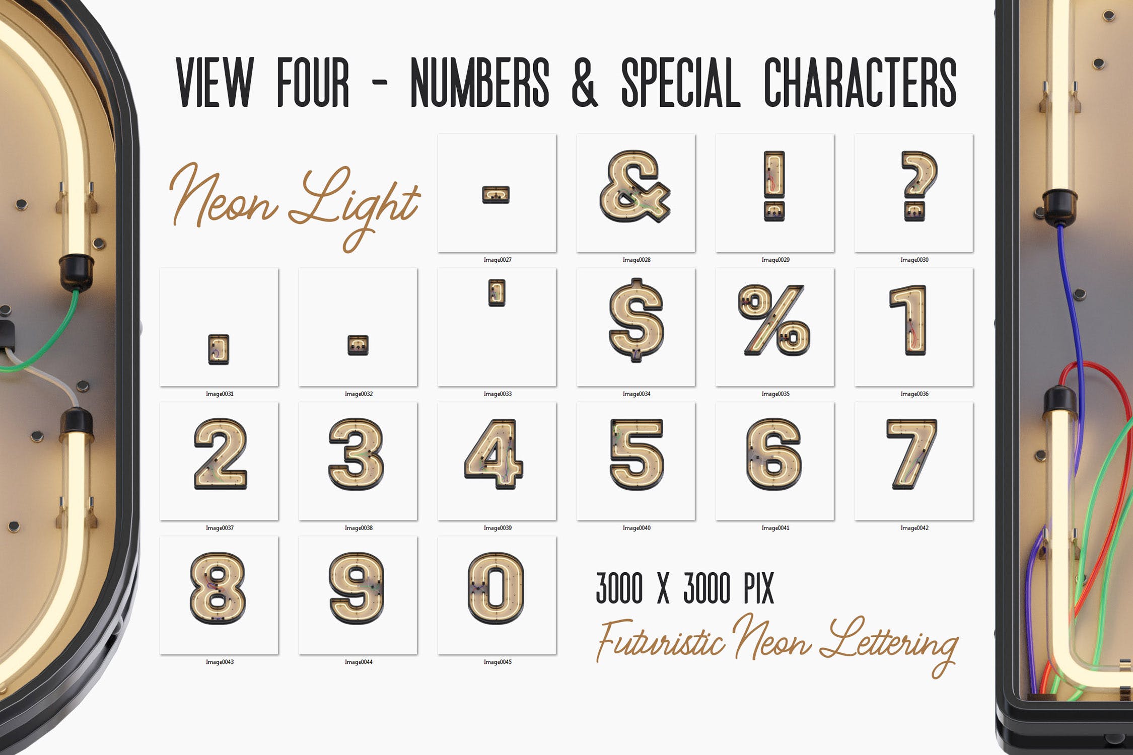 现代霓虹灯风格3D字体高清PNG图片素材v4 Modern Neon 3D Lettering View 4插图(3)