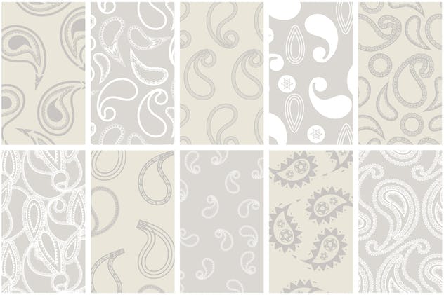 现代佩斯利涡纹旋花呢无缝图案纹理 Modern Paisley Seamless Patterns插图(7)