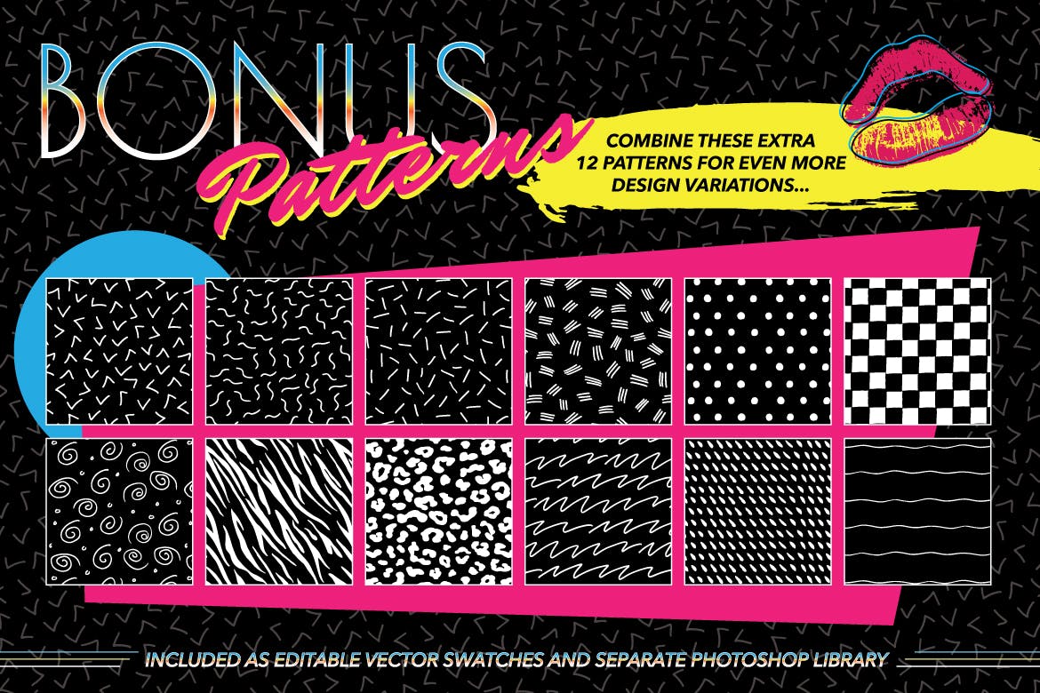 1980s年代复古潮流时尚图案设计素材v1 1980s Fashion Patterns Volume One插图(3)