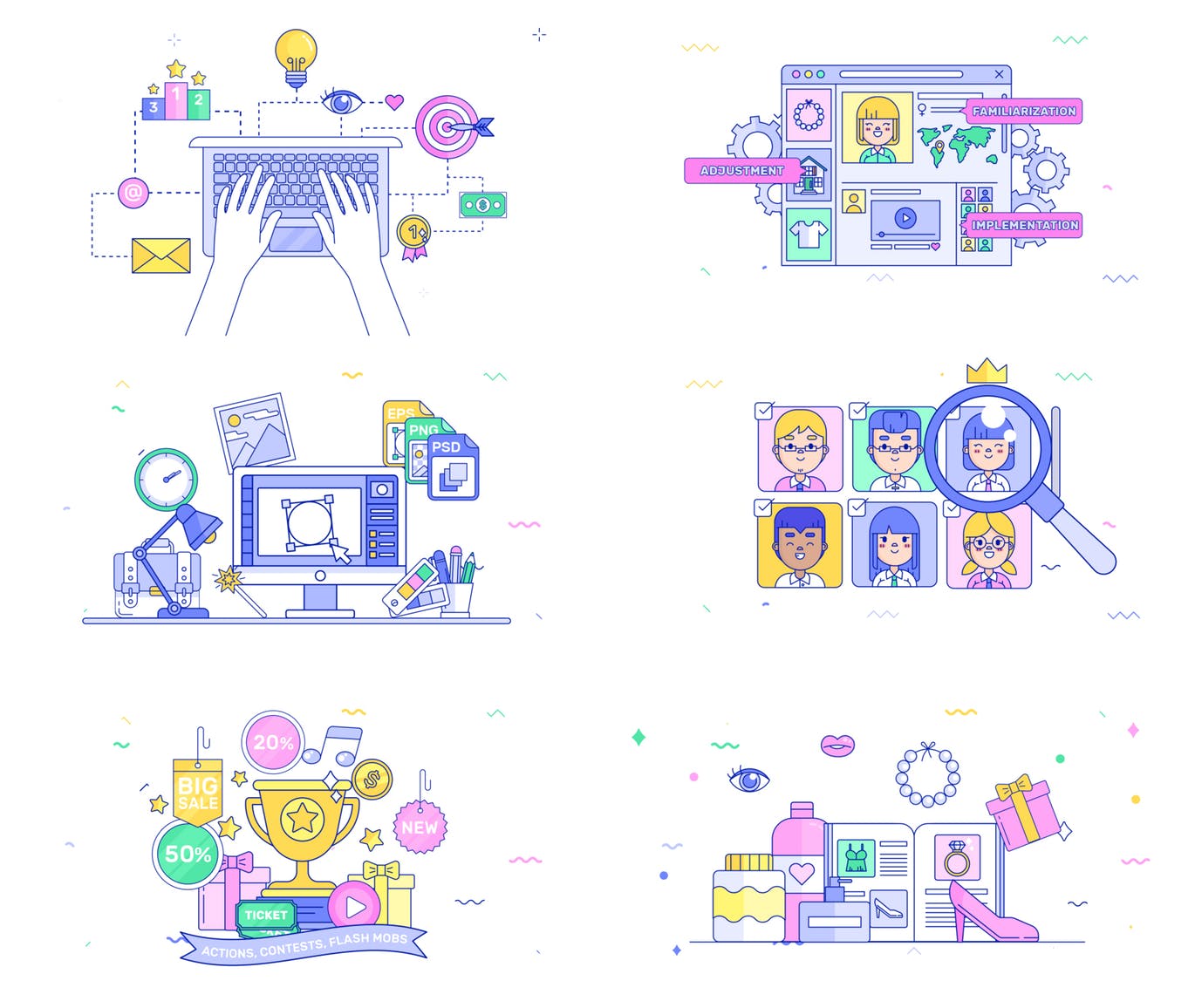 70款互联网场景化概念插画PSD模板合集 Explainer Graphics Toolkit插图(7)