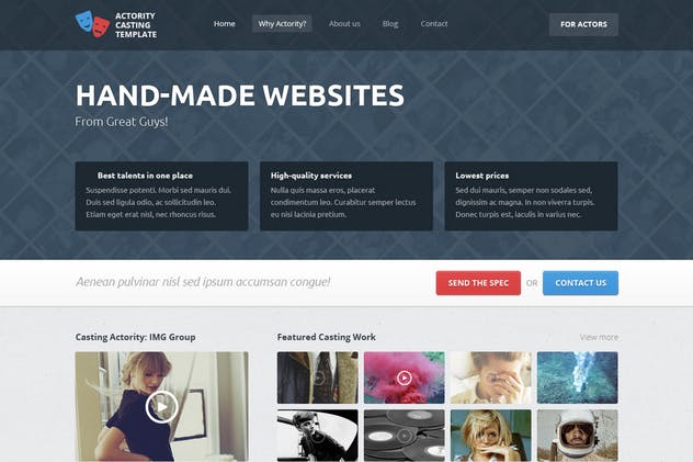 多用途企业官网网站设计PSD模板 Actority – PSD Template for Casting Agencies插图(1)