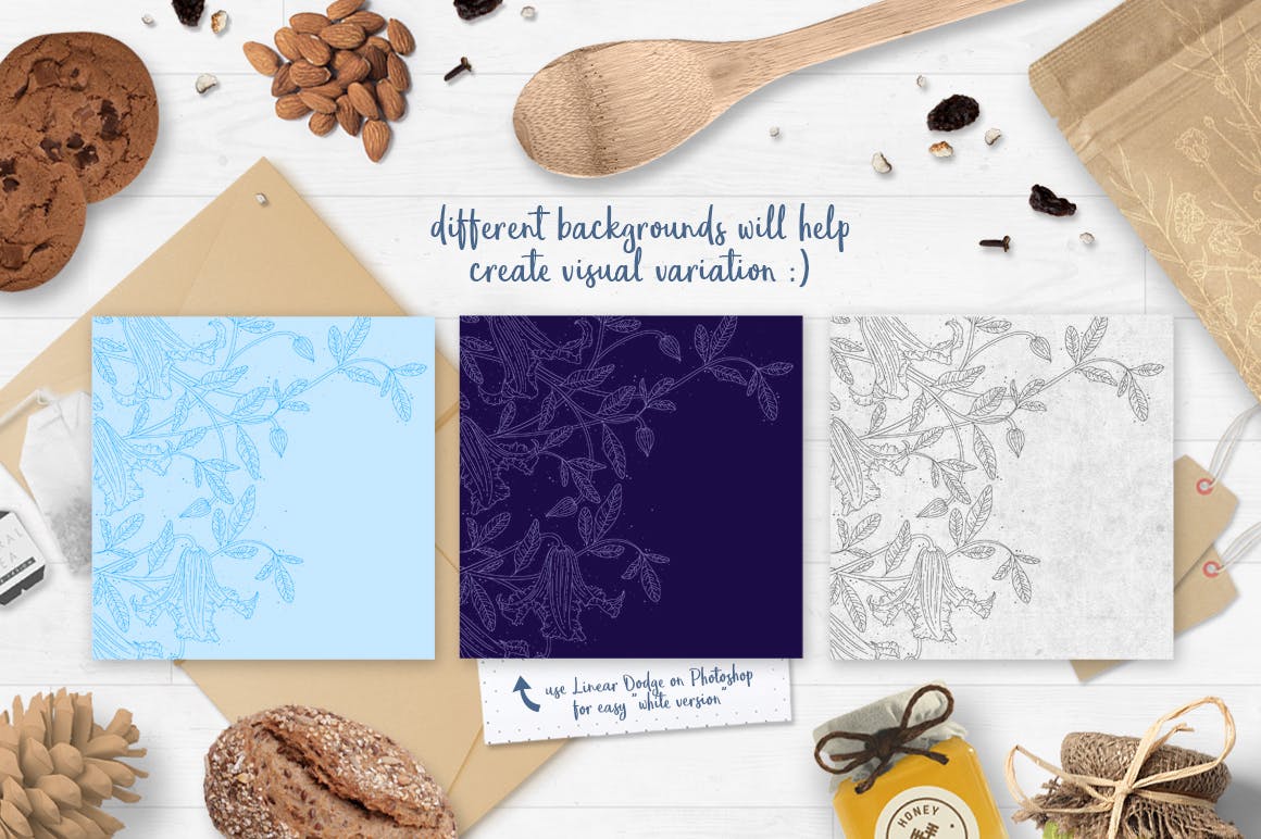 蒲公英线条手绘图案矢量背景素材 Delicate Floral Line Backgrounds插图(5)