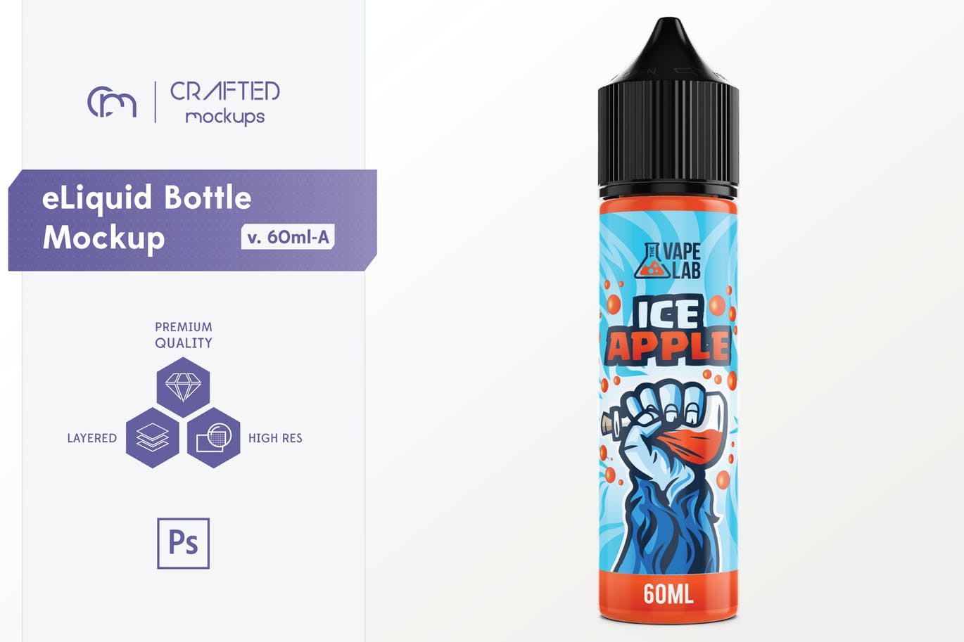60ml装电子烟烟油瓶外观设计样机模板 eLiquid Bottle Mockup v. 60ml-A插图
