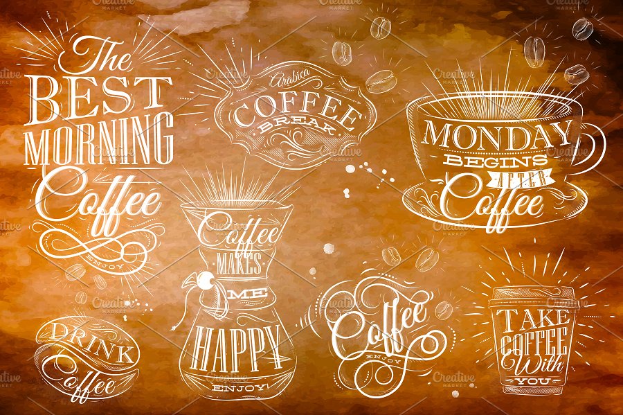 手绘咖啡符号插画 Coffee Symbols插图(2)