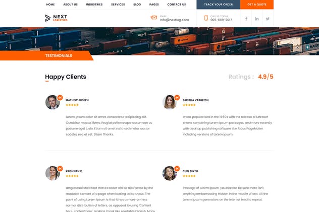 交通运输快递物流公司网站PSD模板 Logistics Transportation Shipping Agency Business插图(12)