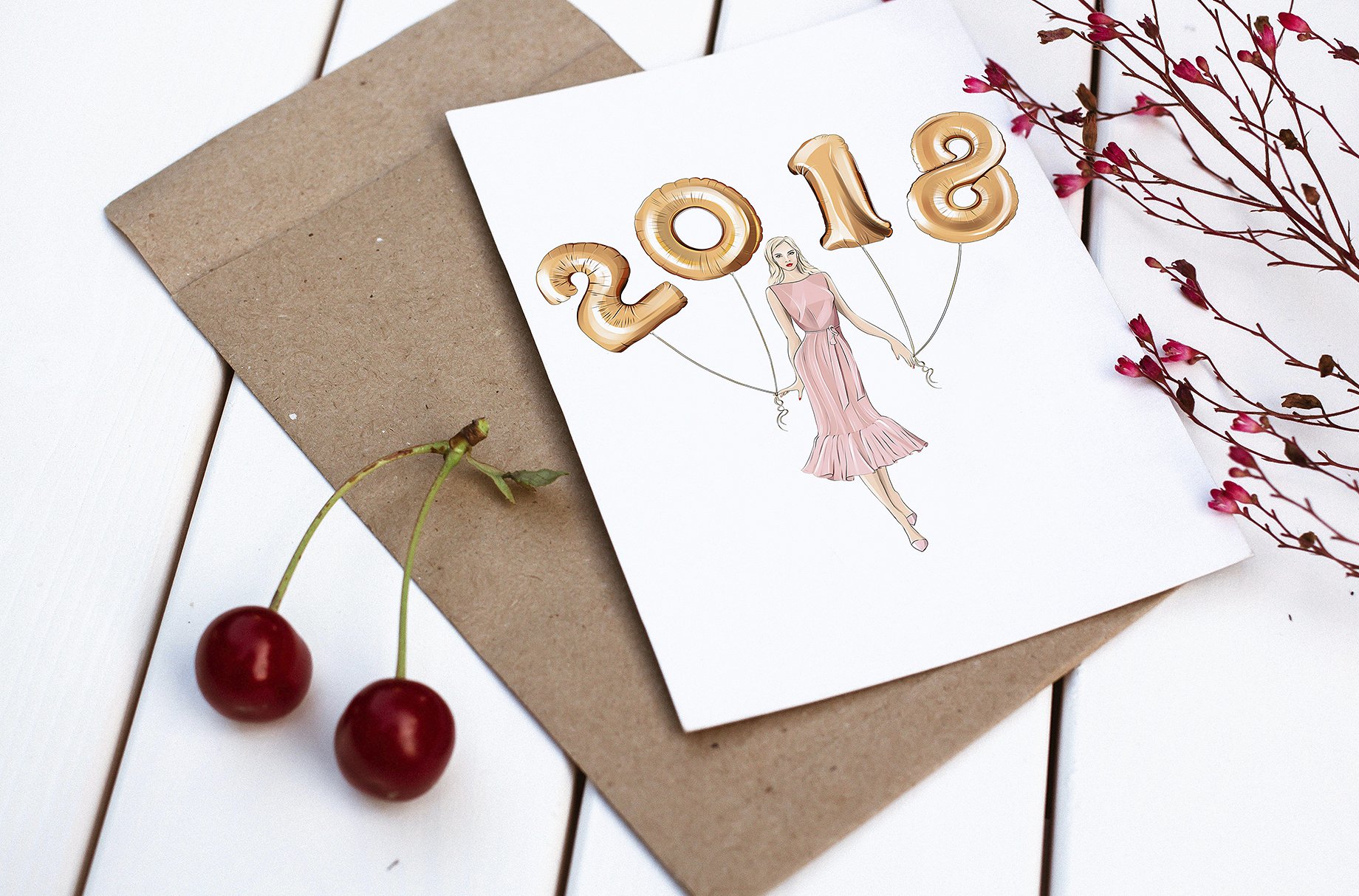 手绘新年和圣诞节剪贴画插图(4)