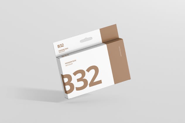 挂钩式宽边细长矩形盒子包装样机 Box Mockup – Wide Slim Rectangle Size with Hanger插图(1)