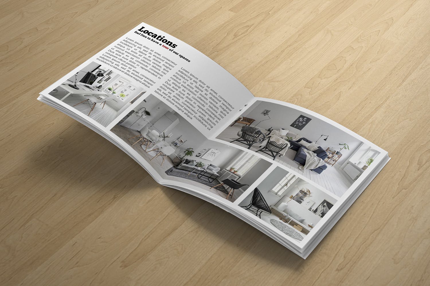 方形画册产品手册内页版式设计特写样机素材库精选 Square Brochure Open Pages Mockup插图(2)