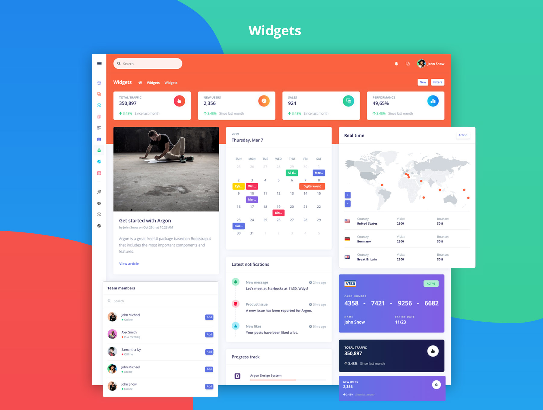 素材库下午茶：多功能数据仪表盘后台网页模板下载[Sketch,XD]插图