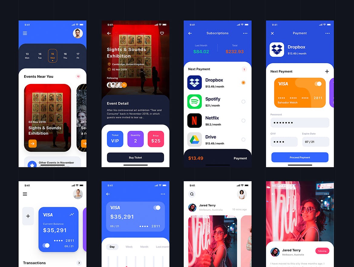 移动支付生活APP应用UI交互界面设计XD模板 BARIUM – Multipurpose Card-based_ADOBE XD插图(5)