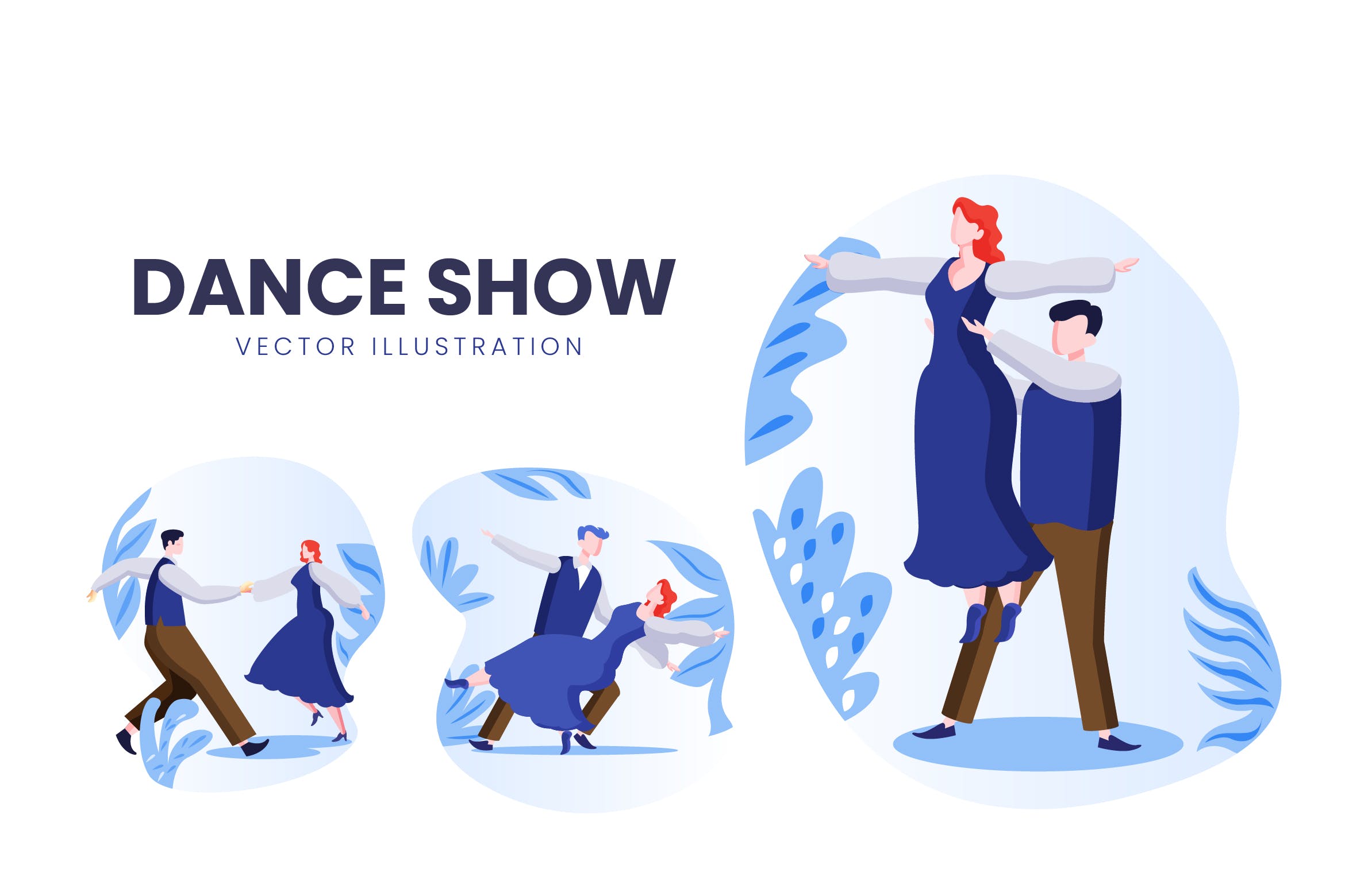 舞蹈表演人物形象素材库精选手绘插画矢量素材 Dance Show Vector Character Set插图