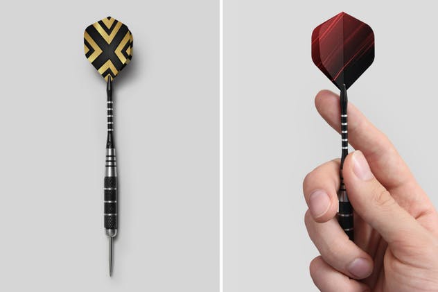 飞镖图案设计样机展示模板 Dart Flight Mockups插图(2)