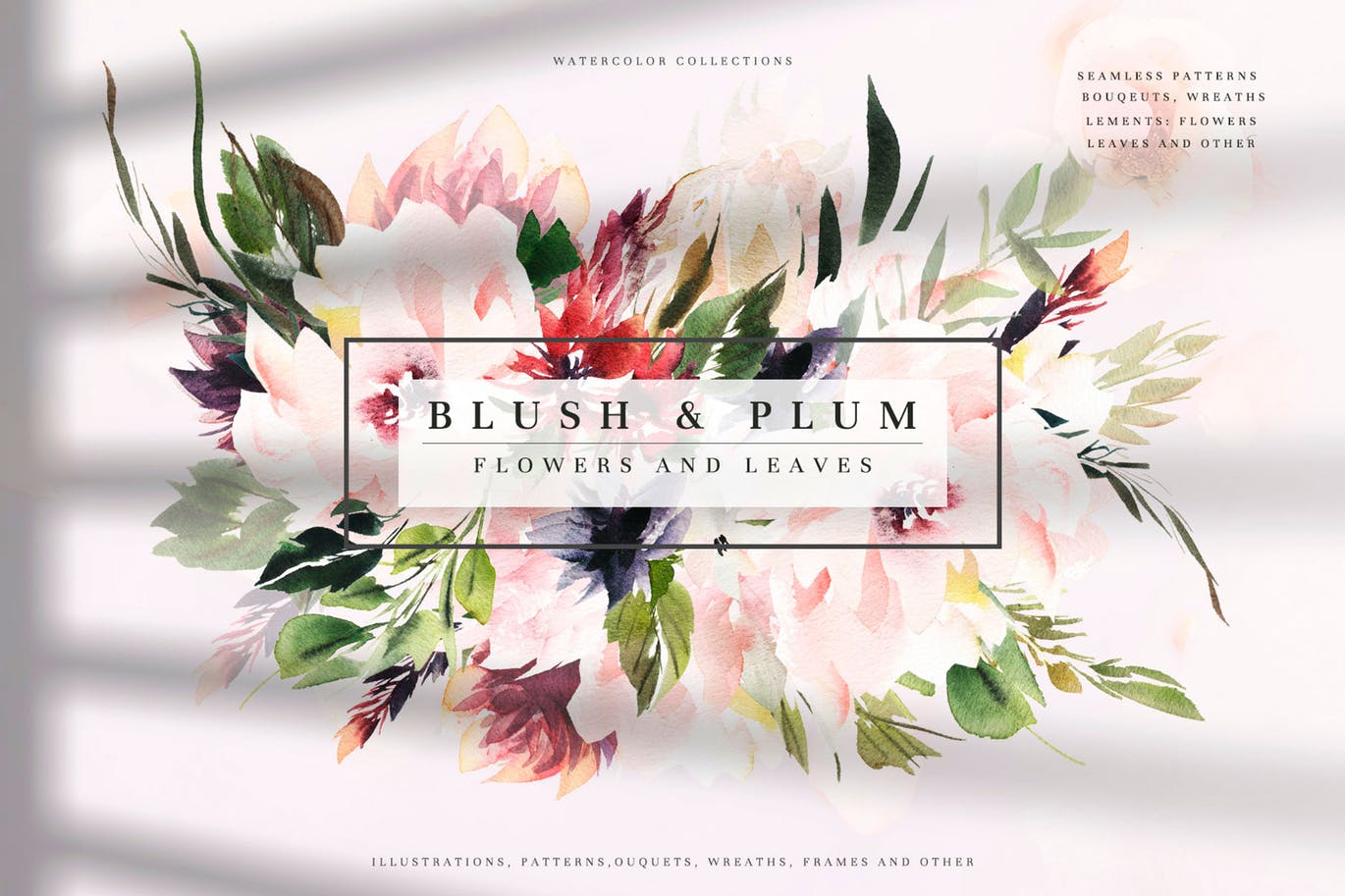 腮红色水彩花卉手绘高清PNG素材 Watercolor Blush & Plum插图