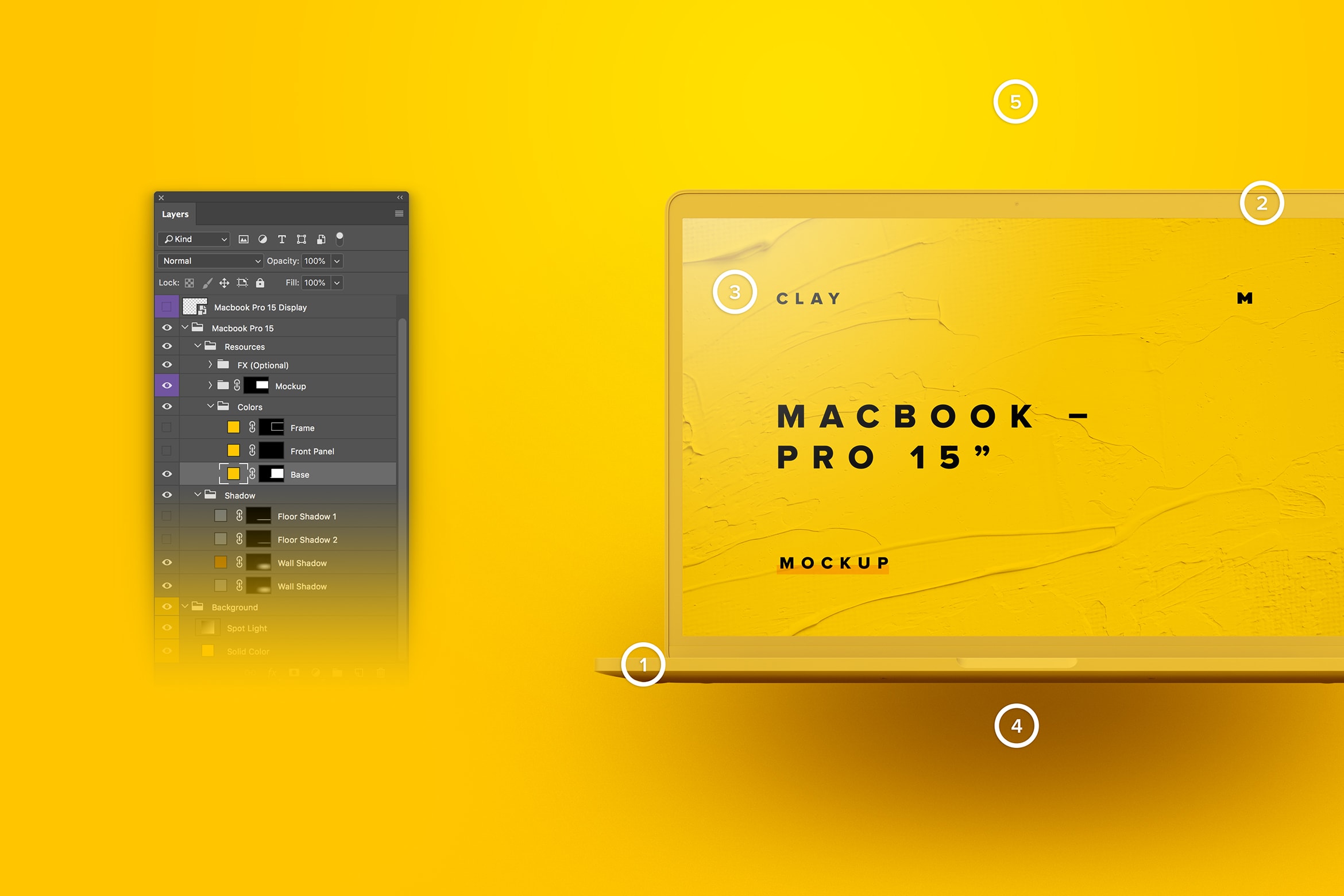 MacBook Pro高端笔记本电脑UI设计效果图前视图样机 Clay MacBook Pro 15" with Touch Bar, Front View Mockup插图(4)