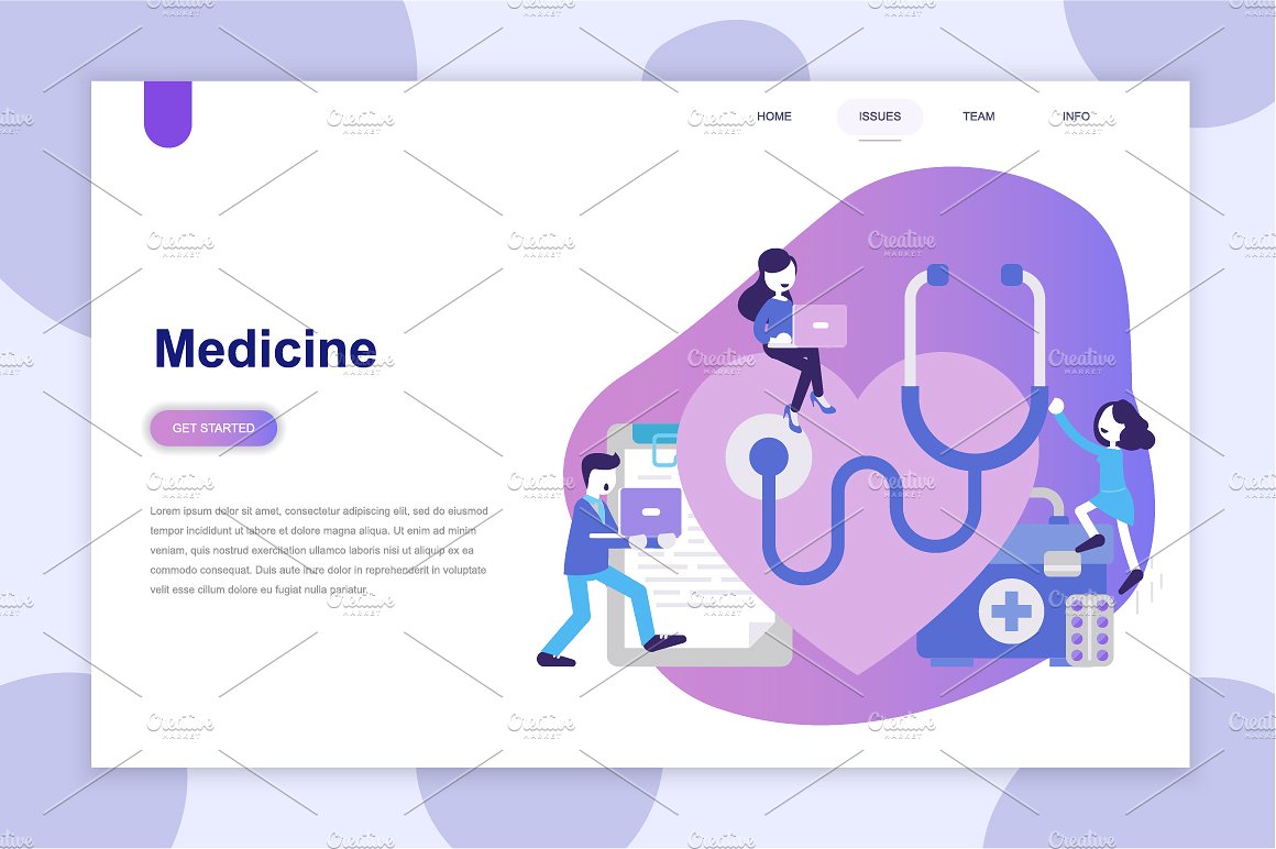 扁平概念ui界面设计套件 Landing Page Templates插图(9)