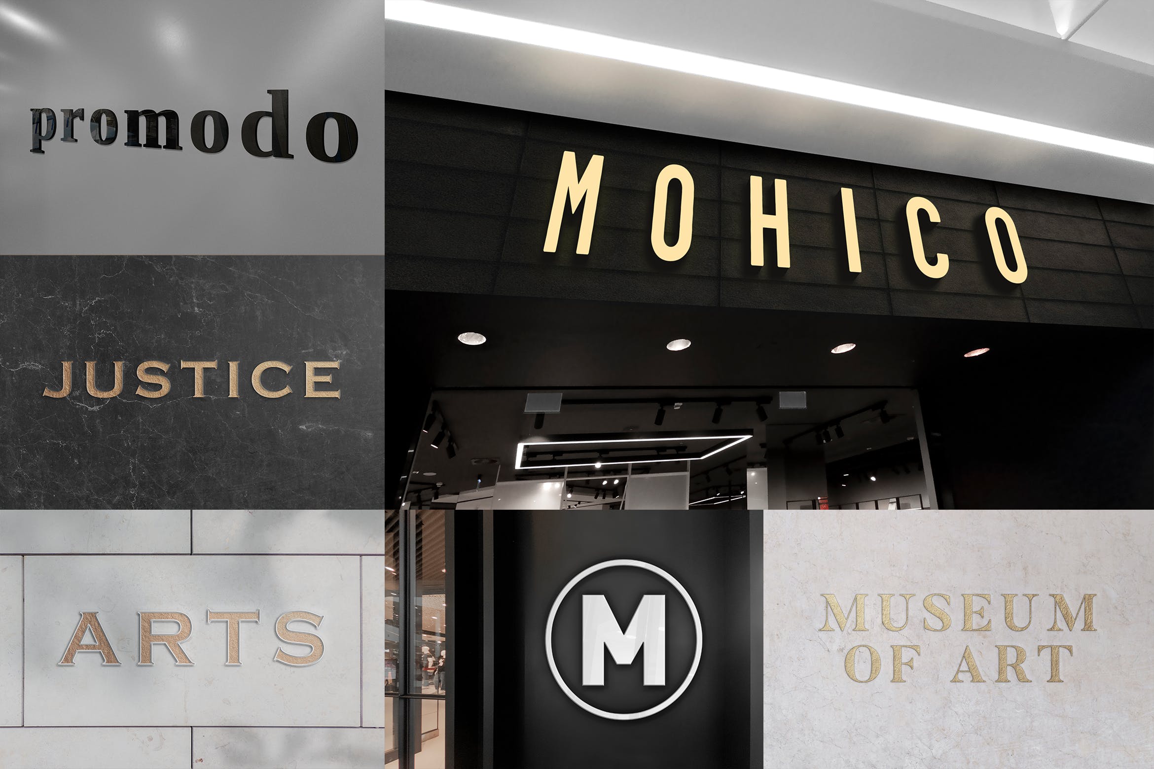 逼真3D效果Logo墙/店招设计效果预览样机合集v1 3d Logo Mockups Collection Vol. 1插图