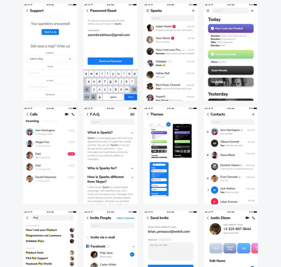 素材库下午茶：专业的iOS11 APP 消息 UI套装打包下载[XD,Sketch,PSD]插图(5)