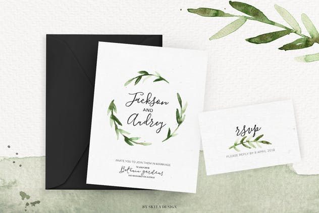 现代玫瑰水彩花卉＆叶子插图素材 Modern Rose watercolor flowers leaves插图(2)