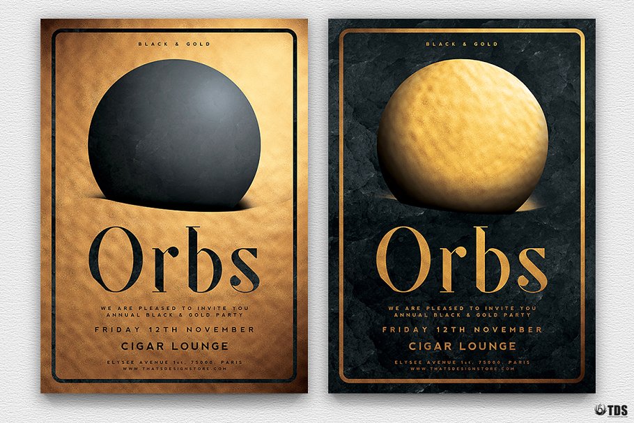 极简主义黑金风格传单PSD模板v10 Minimal Black Gold Flyer PSD V10插图(1)