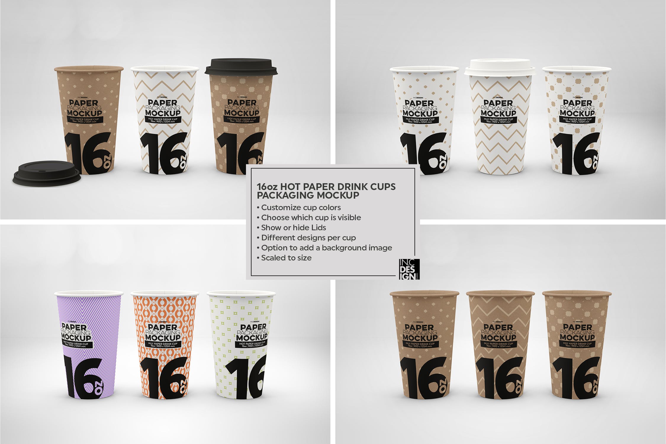 热饮一次性纸杯外观设计素材库精选 Paper Hot Drink Cups Packaging Mockup插图(9)