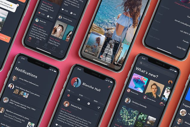 时尚大气社交APP应用UI设计套件 Zingo – Social App UI Kit插图(4)