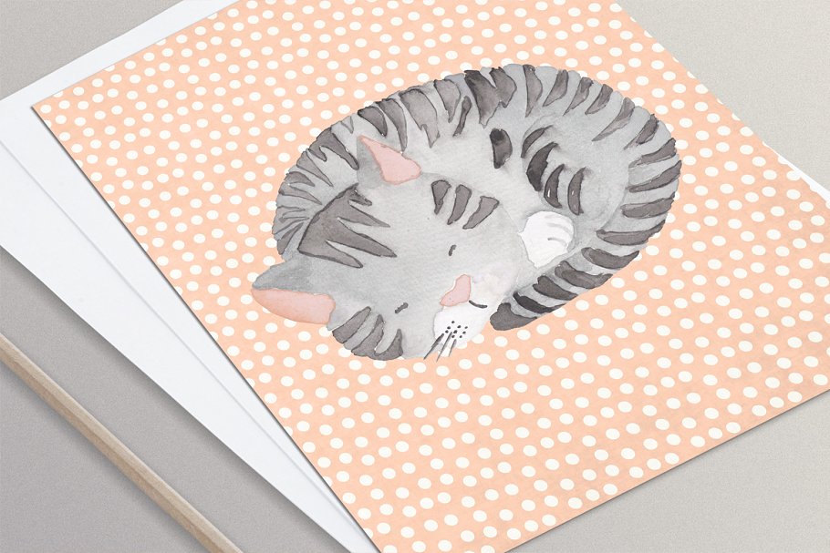 猫＆狗水彩艺术卡通化剪贴画 Cats and Dogs Watercolour Clipart插图(2)