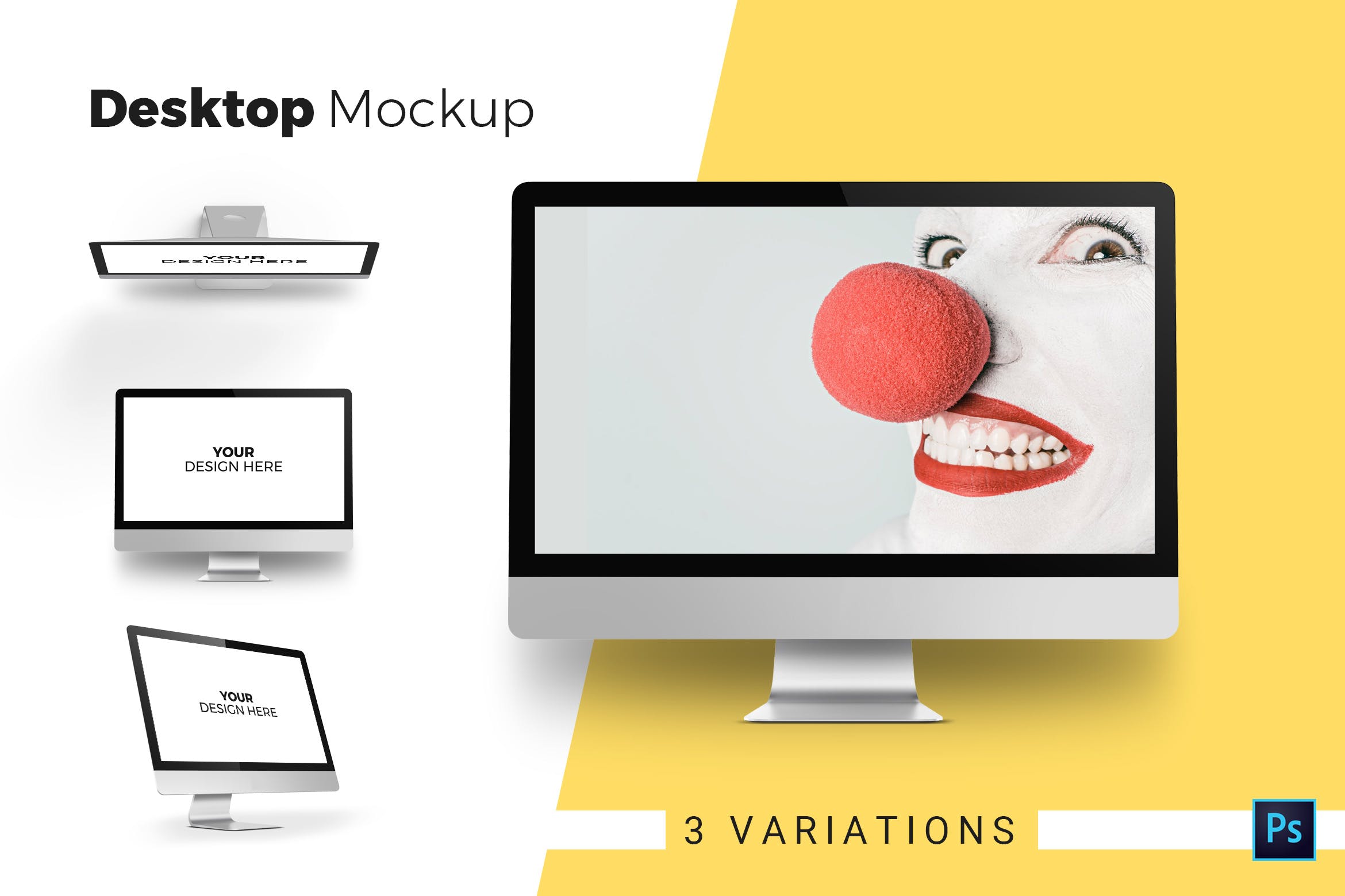 iMac一体机多角度预览素材库精选样机模板 Desktop Mockup插图
