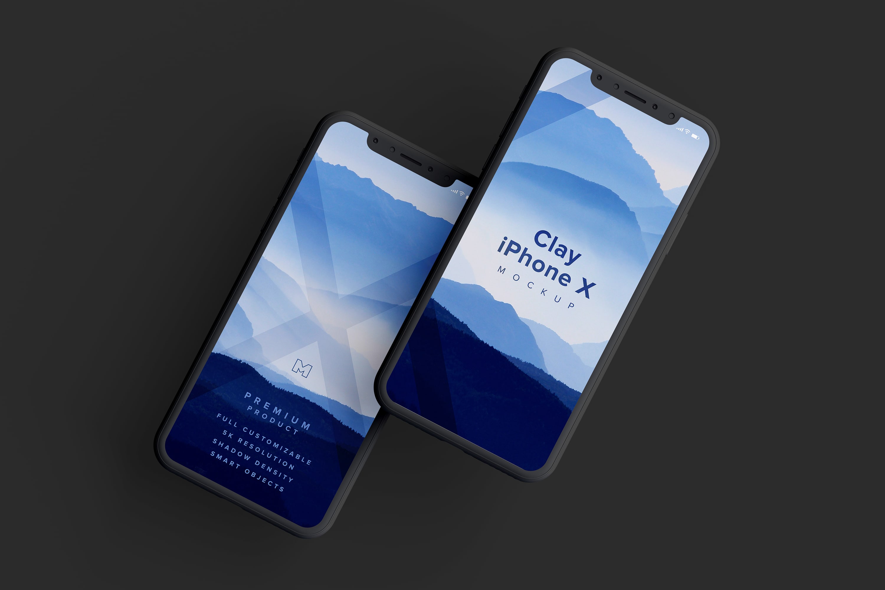 iPhone X手机双屏幕预览样机模板04 Clay iPhone X Mockup 04插图(2)