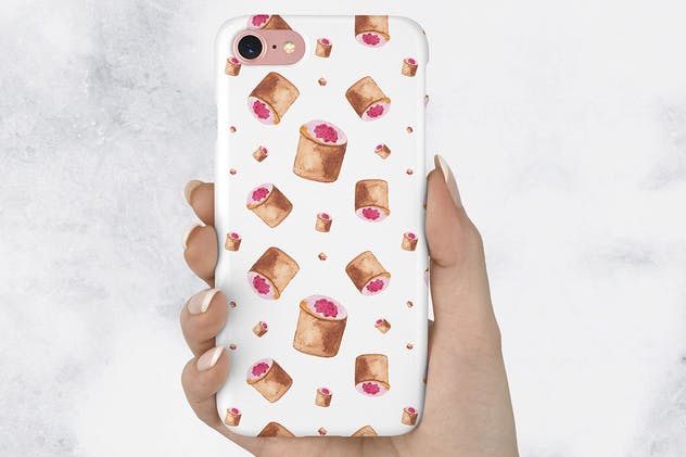 手绘水彩糕点无缝图案合集 Watercolor Pastry Patterns插图(7)