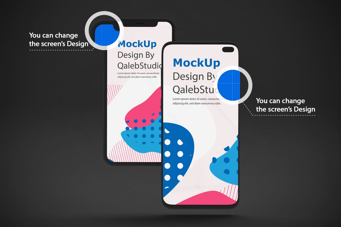 iOS＆Android手机应用黑暗模式UI界面设计效果样机 Dark IOS & Android MockUp插图(1)