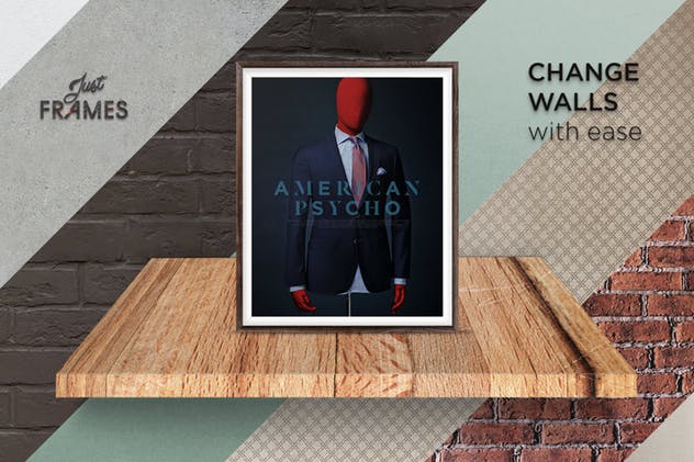 实体墙背景海报艺术作品展示样机模板 Just Frames – Prints Mockups插图(6)