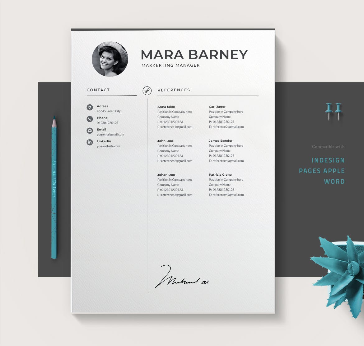 简约文字排版风格个人简历设计模板下载 Cv / Resume Template插图(6)