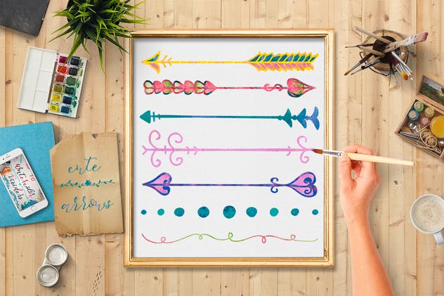 艺术手绘涂鸦水彩元素纹理套装 Watercolor Elements + Free Textures插图(2)